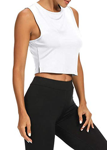Image of Bestisun Workout Gym Tops Yoga Athletic Shirts Exercise Clothes Running Gym Activewear Racerback Tank Tops for Sports Women White XS