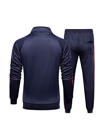 Image of PASOK Men's Casual Tracksuit Set Full Zip 2 Pieces Jogging Athletic Sweat Suits Style 1 Blue XL