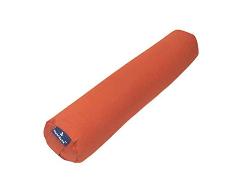 Image of NutriBuck™ Buckwheat Hull Neck Roll Bolster Support Pillow 20" x 3.5" | with Removable/Washable Cotton Cover | Reduces Stress on Spine, Neck Pain | Effective Support for Side and Back Sleepers | (Orange)