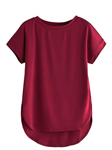Fabricorn Women's Cotton T-Shirt - Short Sleeve, Round Neck, Maroon, Stylish Up & Down Design, XXL