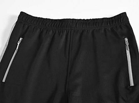 Image of TBMPOY Men's 2 Piece Jacket & Pants Woven Warm Jogging Gym Activewear(Black/Grey,US S)