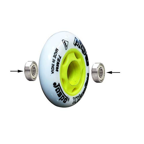 Image of jaspo Polyurethane Play Grip XX Inline 72 mm Wheels (White with Green), Set of 8 PC