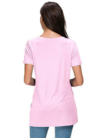 Image of Herou Women Lightweight Undershirt Breatheable Simple Side Split Sport T Shirt Pink M
