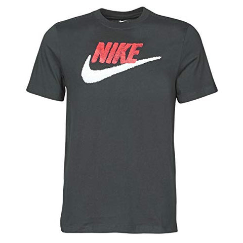 Image of Nike Sportswear Men's T-Shirt, Crew Neck Shirts for Men with Swoosh, Black/University Red/White, M