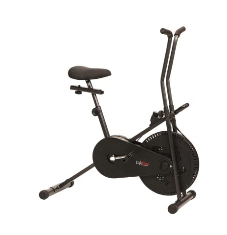 Image of Life Line Fitness LE-102 Air Bike Exercise Indoor Cycle with Stationary Handles, Vertically and Horizontally Adjustable Seat, Adjustable Resistance, LCD Display (Maximum User Weight 100kg)