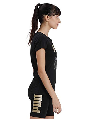 Image of Puma Women's Graphic Regular T-Shirt (58130751 Black-Gold Silver XS)