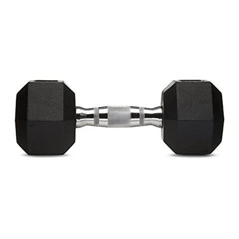Image of AmazonBasics Rubber Encased Hex Dumbbell Weight - 13.3 x 5.7 x 4.8 Inches, 13.6 kg