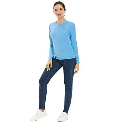 Image of Devoropa Women's SPF Sun Shirts UV Protection Outdoor Performance Long Sleeve T-Shirt Blue XS