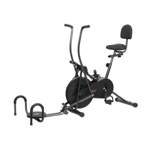 Image of Life Line Fitness LE-103BST 4 In 1 Air Bike Exercise Cycle with Moving and Stationary Handles, Twister & Pushup Bar with Back Support, Vertically & Horizontally Adjustable Seat (Metallic Grey)