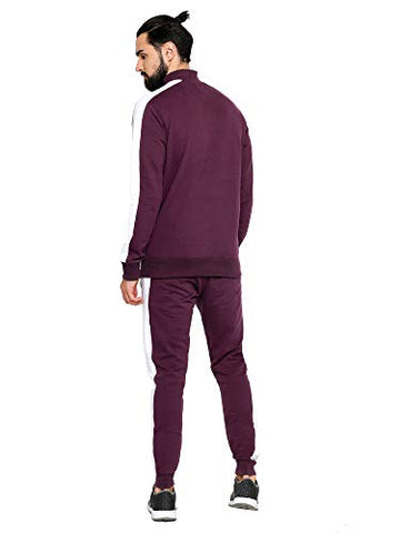 Image of Maniac Striped Men's Maroon Fullsleeve Tracksuit - X-Large