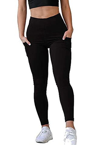 Image of MONKDEER Side Pocket Gym wear Leggings Ankle Length Workout Pants with Phone Pockets | Stretchable Tights | Mid Waist Sports Fitness Yoga Track Pants for Girls & Women(WT-08BLACK30)