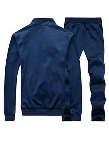 Image of PASOK Men's Casual Tracksuit Long Sleeve Full Zip Running Jogging Sweatsuit Athletic Sports Set Light Gray S