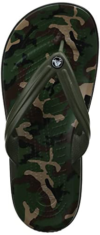 Image of crocs Unisex Adult Crocband Printed Flip Army Green/Black Slipper-5 Men/ 6 UK Women (M6W8) (205943-30Q)