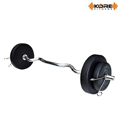 Image of Kore PVC 16 Kg Home Gym Set With One 3 Ft Curl And One Pair Dumbbell Rods With Gym Accessories, Black