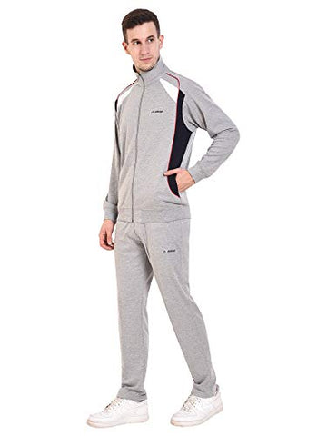 Image of ATHLET Cotton Mix Elastic String Tracksuit for Men for Gym,Running, Track Suit for Men's (L.Grey Design 2, 42)