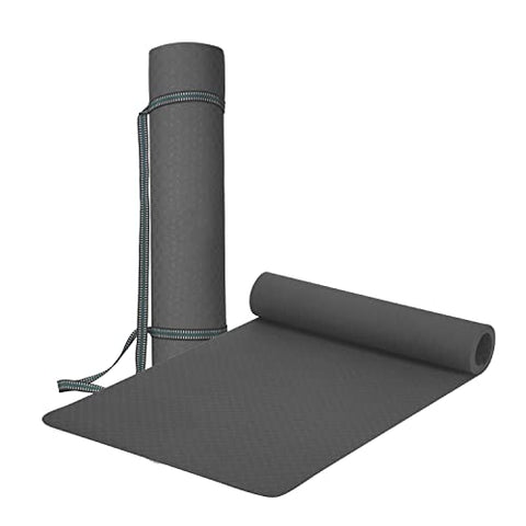 Image of Serenity Everyday Yoga Mat & Carry Strap for Men, Women & Kids Fitness | EVA Material Extra Thick, Long & Wide Exercise Mat For Home Gym, Yoga, Meditation, Pilates & Outdoor Workout | Soft, Easy to Fold, Anti Skid, Anti Slip (6MM, Granite Grey)
