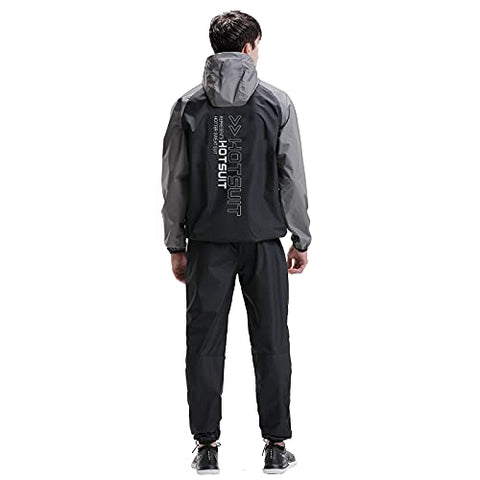 Image of HOTSUIT Sauna Suit Men Weight Loss Jacket Pant Gym Workout Sweat Suits, Gray, XL
