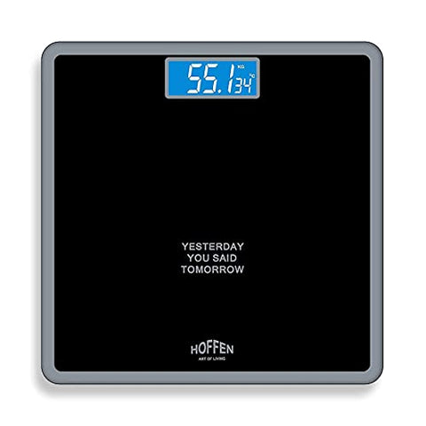 Image of Hoffen (India) Digital Electronic LCD Personal Health Body Fitness Weighing Scale (Black) with 2 Years Warranty