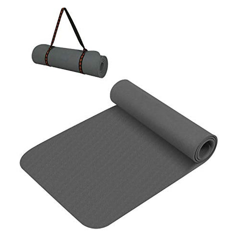 Image of VIFITKIT® Yoga Mat Anti Skid EVA Yoga mat with Carrying Strap for Gym Workout and Flooring Exercise Long Size Yoga Mate for Men Women… (Grey, 4mm)