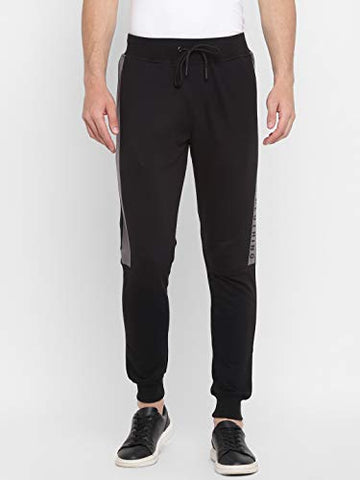 Image of Alan Jones Clothing Men's Cotton Solid Slim Fit Joggers Track Pants (JOG21-P108_Black_3XL)