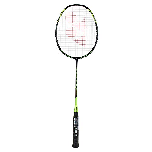 Yonex VOLTRIC 0.5DG Badminton Racquet (Black/Lime, Graphite, 35 lbs. Tension) & Mavis 350 Green Cap Nylon Shuttlecock (Yellow)