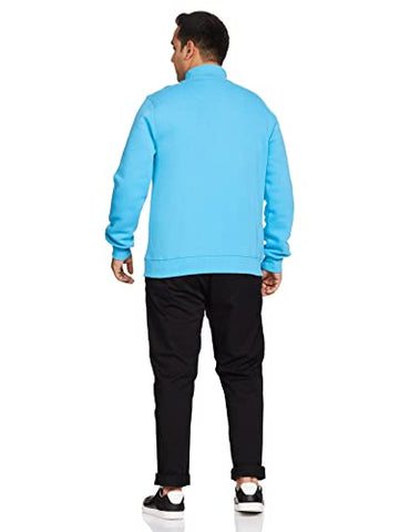 Image of Amazon Brand - Symbol Men's Cotton Blend Round Neck Sweat shirt (AW18MNSSW03I_Aqua Blue_Small_Aqua Blue_S)