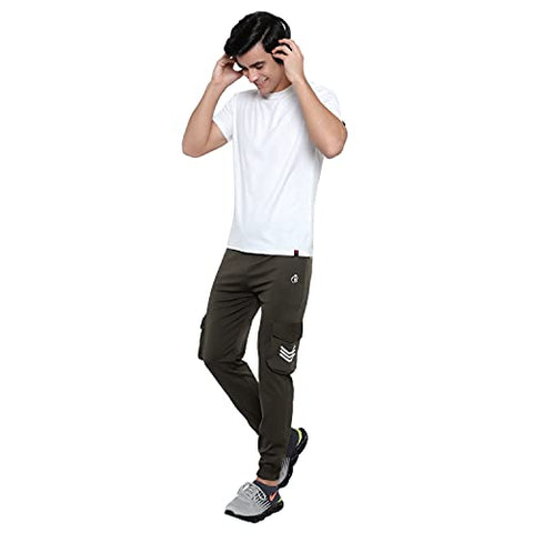 Image of BLUE STAR SHARK Men's Lycra Stretchable Regular Fit Stylish Cargo Style Joggers Track Pant Lower Pyjama Olive