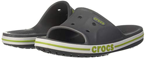 Image of crocs Unisex Adult Bayaband Slide Charcoal/Volt Green 8 Men/ 9 UK Women (M9W11) (205392-0A3)