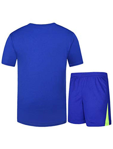 Image of PASOK Men's Casual Tracksuit Short Sleeve Running Jogging Athletic Sports Set Black 2XL