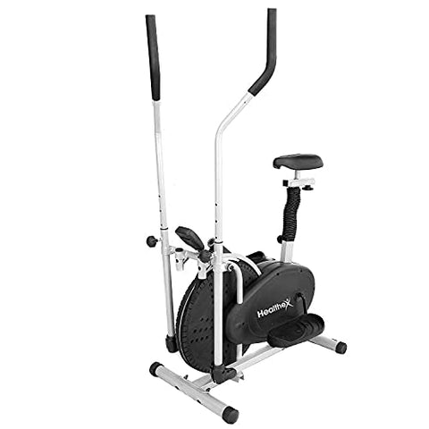 Image of Healthex Orbitrek/Orbitrac Exercise Cycle and Cross Trainer | Dual Trainer 2in1 Home Fitness Gym Equipment 1350R for Home Gym with 1Year Warranty (Silver/Black)