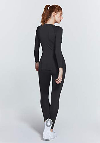 Image of ATHLIO Women's Compression Active Long Sleeve T-Shirts Cool Dry Baselayer, 2pack(bfd21) - Black/Black, X-Large