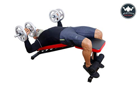 Image of Allyson Fitness Adjustable Incline, Decline, and Flat Bench- Weight Strength Training, Sit Up Abs Fitness Bench for Full Body Workout of Home Gym (Black), 200Kg weight capacity