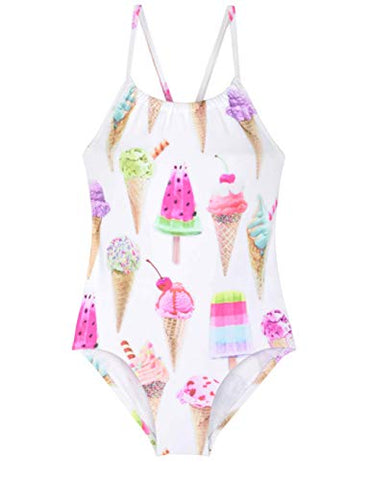 Image of Cadocado Big Girls Cute One Piece Swimsuit Beach Sport Scoop Neck Bathing Suit Swimwear, Ice Cream,7Y