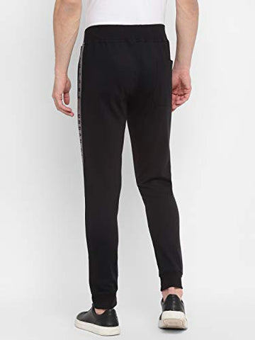Image of Alan Jones Clothing Men's Cotton Solid Slim Fit Joggers Track Pants (JOG21-P108_Black_3XL)