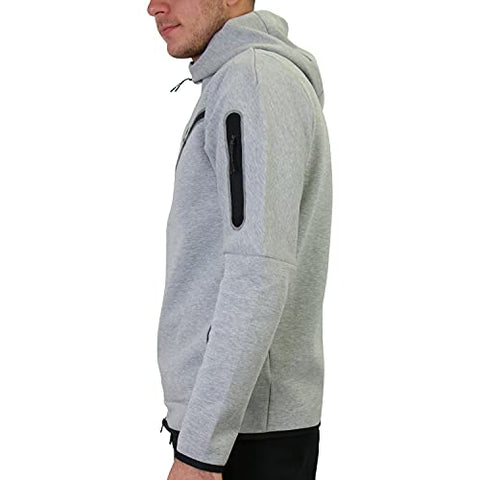 Image of Nike M NSW Tch FLC Hoodie Fz Wr Joggers & Tracksuits Men Grey/Black - S - Jackets Pants