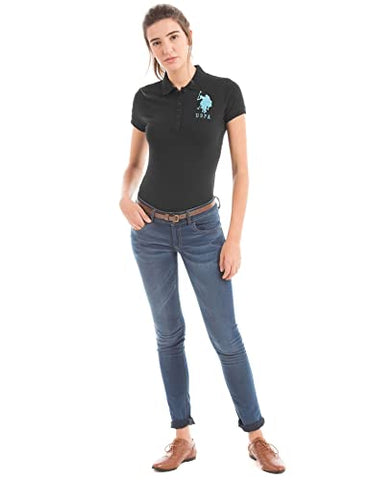 Image of US Polo Women's Band Collar T-Shirt (UWTS0547_Black_X-Small)
