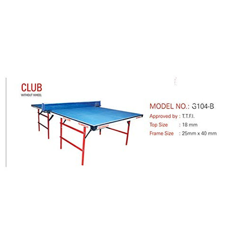 Image of Gymnco Club Table Tennis Table Without Wheel (Laminated Top 18 mm) (Free TT Table Cover + 2 TT Racket & 2 Balls)