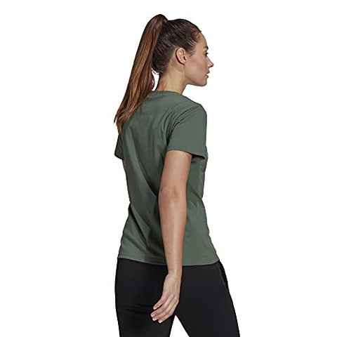 Image of adidas womens Foil Linear Graphic Tee Green Oxide Small