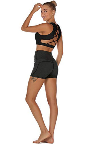 Image of icyzone Women's Workout Yoga Clothes Activewear Printed Racerback Sports Bras (L, Black)