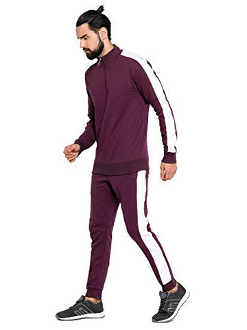 Image of Maniac Striped Men's Maroon Fullsleeve Tracksuit - X-Large