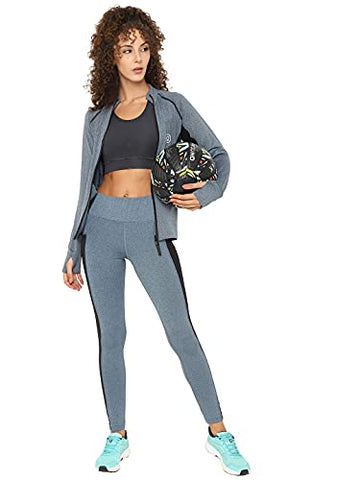 Image of CHKOKKO Women Yoga Track Pants Stretchable Sports Gym Tights BlueMelange 4XL