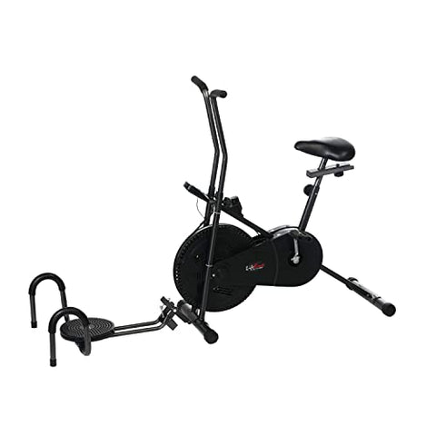 Image of Lifeline Fitness LE-102T Air Bike Exercise Cycle Stationary Handles with Twister & Pushup Bar for Home Gym Workout, Vertically & Horizontally Adjustable Seat, Weight Loss at Home, Max User Weight 100kg