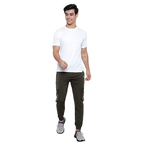 Image of BLUE STAR SHARK Men's Lycra Stretchable Regular Fit Stylish Cargo Style Joggers Track Pant Lower Pyjama Olive