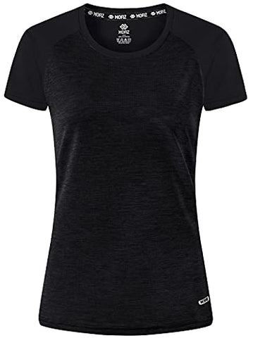Image of MoFiz Women's Workout Running T-Shirt UPF 50+ Sun Protection Activewear Yoga Gym Breathable Soft Short Sleeve Tops Sports Tee Rose Blke Size XS