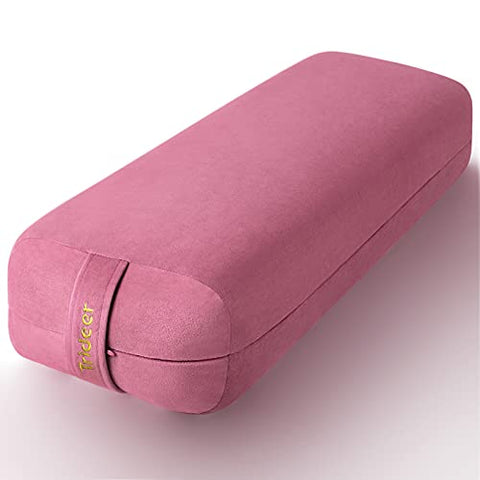 Image of Trideer Yoga Bolster Pillow | Combo Set of Yoga Strap & Rectangular Meditation Pillow, Soft Velvet & Optimal Support, 800g Light Weight with Carry Handle