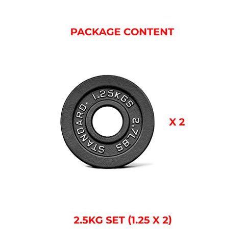 Image of BullrocK Olympic Cast Iron Weight Plates 2-inch Disc for Powerlifting, Home Gym & Commercial Competition Plate of 1.25Kg 2.5Kg 5Kg 10Kg15Kg 20Kg (2.5kg Set (1.25 x 2))