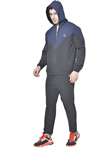 Image of Chkokko Men's Full Sleeves Zipper Sports Tracksuit NavyBlk M