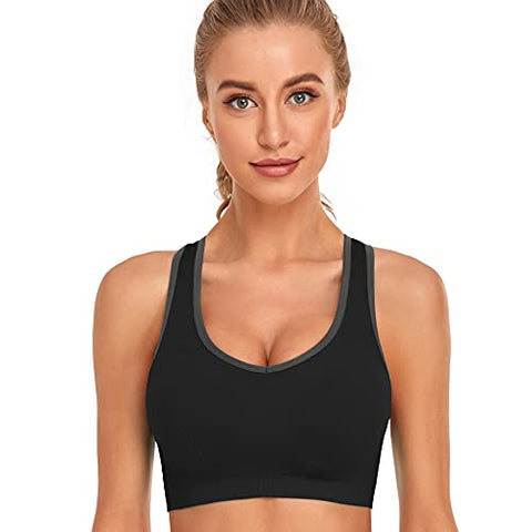 Image of GXXGE Padded Racerback Sports Bras for Women High Impact Workout Yoga Gym Activewear Fitness Bra Black White Small