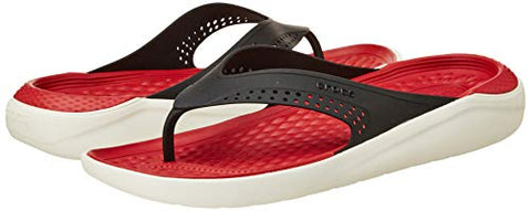 Image of Crocs Unisex Adult LiteRide Black/White Flip Flops Thong Sandals-M12 (205182-066)