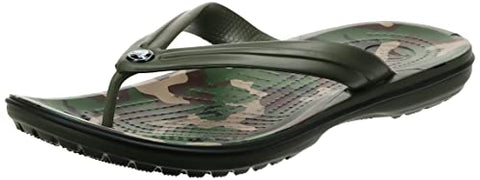 Image of crocs Unisex Adult Crocband Printed Flip Army Green/Black Slipper-5 Men/ 6 UK Women (M6W8) (205943-30Q)